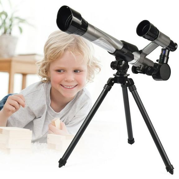 EXHUMKY Kids Adjustable Telescope 20-40X Magnification Black Plastic Educational Outdoor Toy for Children 17.3x12.2x16.1in