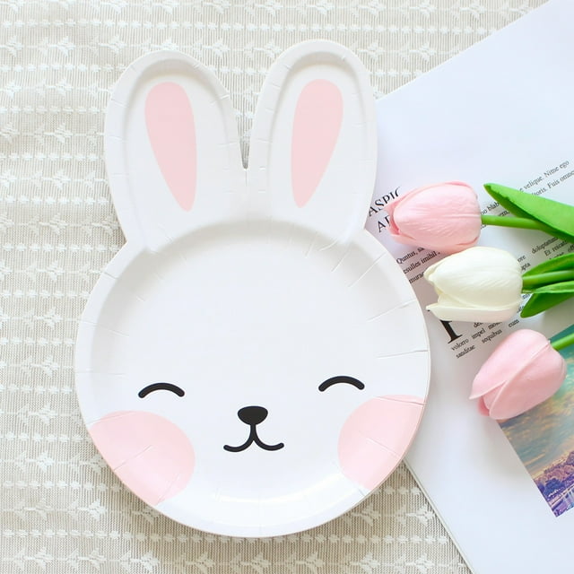 Fournitures de Fête de Pâques Pique-Nique de Fête Gobelets en Papier Couverts Jetables en Forme