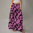 thumbnail image 4 of WTOBBY Women's Floral Print Flowy Maxi Skirt Bohemian Style Casual Summer Beach Long Skirt Elastic Waist Lightweight Tiered Pleated Skirt with Drawstring,Purple 2XL, 4 of 5