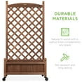 thumbnail image 5 of Best Choice Products 48in Mobile Wood Planter Box & Diamond Lattice Trellis, w/ Drainage Holes, Optional Wheels - Walnut, 5 of 7