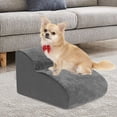thumbnail image 6 of perfeclan Dog Stairs Ramp 2 Tiers Portable Extra Wide Nonslip for Small Dogs and Cats Pet Steps Pet Climbing Ladder for High Bed Indoor Grey, 6 of 9