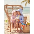 thumbnail image 5 of BemeyourBBs Toddler Baby Girl One Piece Swimsuit Kids Newborn Infant Bathing Suit Long Sleeve Striped Rash Guard Half Zipper Swimwear Sunhat Set UPF 50+, 5 of 9
