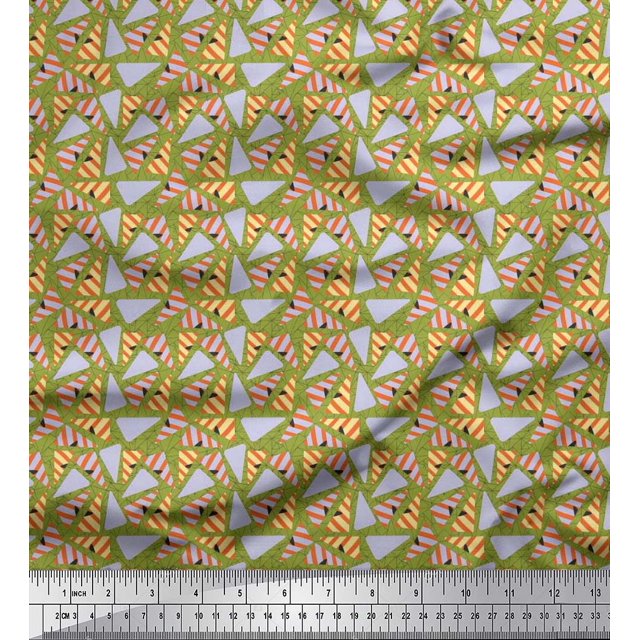 Soimoi Cotton Voile Fabric Triangle Geometric Printed Craft Fabric by the Yard 42 Inch Wide