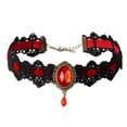 thumbnail image 1 of Black Lace Gothic Collar Vampire Collar Pendant Chain Rhinestone Punk Halloween Costume Jewelry, 1 of 5