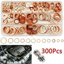 XUKEY 300x Car Assorted Solid Copper Engine Washers Crush Seal Flat Ring Gasket Kit Set 12 Size M5 - M20 W/ Box