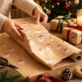 thumbnail image 4 of Brown Kraft Wrapping Paper Roll Featuring 17 Inch Width by 3 Meter Length with Vintage Santa and Peppermint Candy Design, Durable Gift Wrapping Paper for Holiday Christmas Gifts, 4 of 4