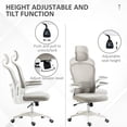 thumbnail image 3 of Grey Mesh Office Chair with Adjustable Headrest & 4D Lumbar Support - Ergonomic Computer Desk Chair for Home Office, Living Room & Study – 47.2" H, 3 of 7