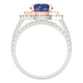thumbnail image 4 of 2.68 ct Brilliant Round Cut Tanzanite 14k White/Rose Gold Halo Solitaire with Accents Engagement Bridal Wedding Ring Band Set size 10.75, 4 of 7