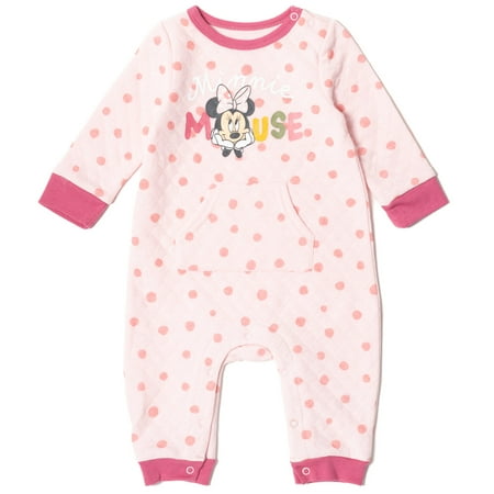 

Disney Minnie Mouse Newborn Baby Girls Quilted French Terry Snap Coverall Pink Newborn