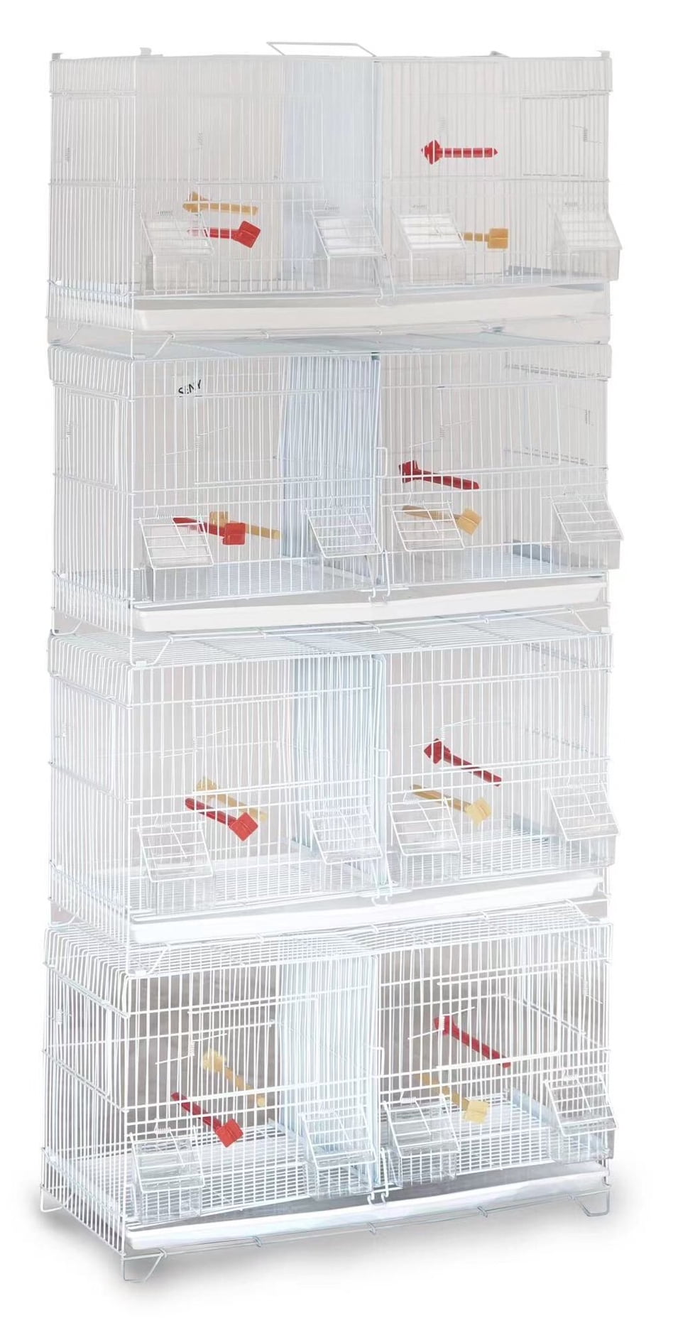 Set of 4 Stack & Lock Double Breeding Breeder Flight Bird Cages with Center Wire and Solid