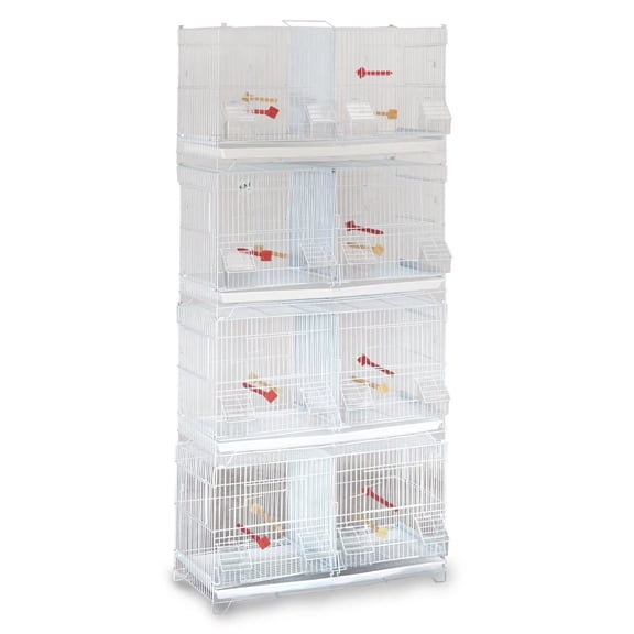 Set of 4 Stack & Lock Double Breeding Breeder Flight Bird Cages  with Center Wire and Solid Dividers Side Breeding Nest Doors For Quail Aviary Canary Finches