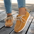 thumbnail image 2 of Modisza Womens Suede Loafers Lace up Slip on Comfortable Flat Shoes Business Casual Dressy Round Toe Walking Sneakers size 8 Orange, 2 of 6
