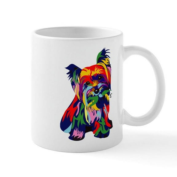 CafePress - Bright Rainbow Yorkie Mug - 11 oz Ceramic Mug - Novelty Coffee Tea Cup