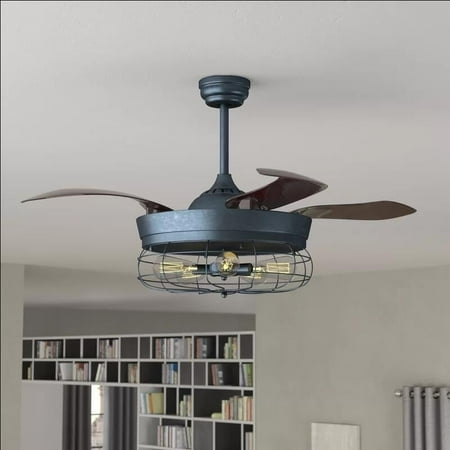 Parrot Uncle 46 Inch Industrial Foldable 4 Blades Iron Ceiling Fans With Shade