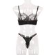 thumbnail image 3 of Conjunto de ropa interior sexy para mujer, pestañas de malla, sujetador de encaje, ropa interior, regalo, negro, S seitruly XX000055-01, 3 of 7
