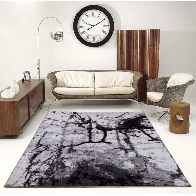 Ladole Rugs Soft Durable Art Style Abstract Modern Europe Polypropylene Area Rug Carpet in Grey-Cream, 3x5(2'7" x 4'11", 80cm x 150cm)