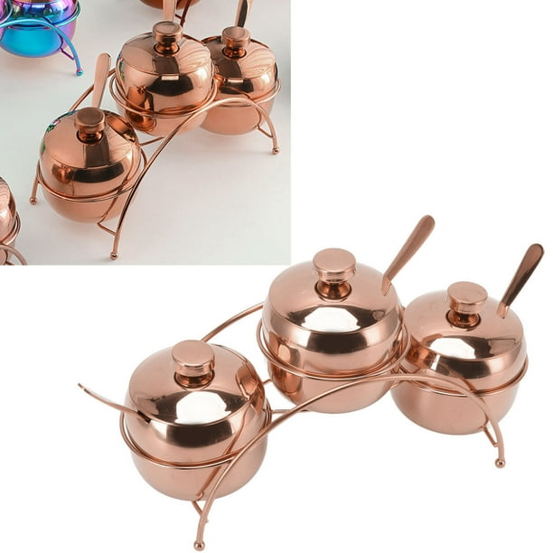Juego De Tarros De Condimento, Botellas De Condimento De Acero Inoxidable Con Tapa, Cuchara Y Estante De Almacenamiento, Kit De Recipiente Para Condimentos Para El Hogar,