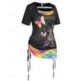 thumbnail image 2 of Camiseta Suelta de Talla Extra de Estampado de Mariposa Rosegal  Camisetas tallas grandes, 2 of 5