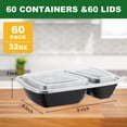 thumbnail image 5 of BagDream 60 Pack Meal Prep Containers 2 Compartment with Lids Reusable Food Storage Containers, Bento Box, BPA Free, Stackable, Microwave, 32 oz, 5 of 7