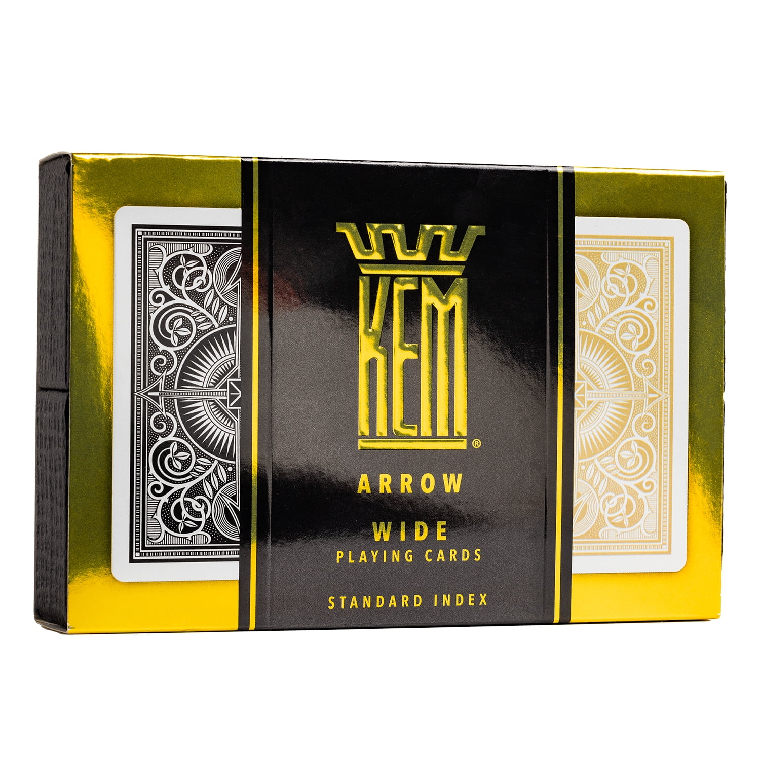 KEM ARROW ワイドトランプ スタンダードインデックス Kem, Playing Cards, Poker Size, Black and Gold Plastic, Jumbo