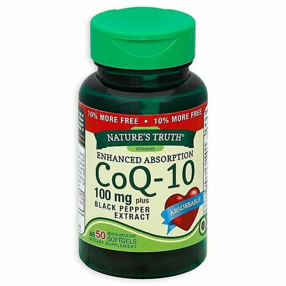 Nature's Truth Enhanced Absorption 100mg CoQ-10, Black Pepper, 50ct, 4-Pack