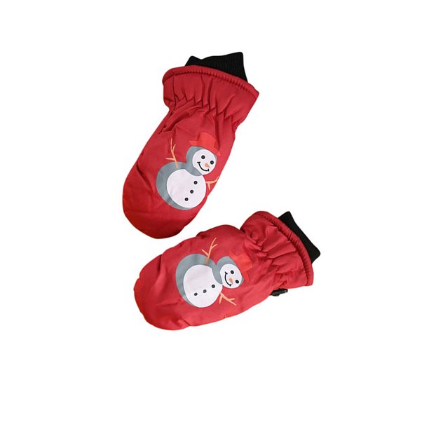 Qarigey Guantes de esquí para niños, cálidos, dedos completos, mitones de invierno antideslizantes, dibujos animados, calentador de manos impermeable, guantes y mitones Rojo Qarigey AP008121-02