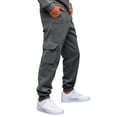 thumbnail image 6 of IAJDKMEK Men's Classic Cargo Sweatpants Joggers - Drawstring Elastic Waist Tapered Cuffed Four Pockets Fleece Lined Solid Color Pants for Men,Gray M, 6 of 9