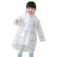 thumbnail image 1 of Children‘s Boys Girls Dinosaur Rainbow Printed Button Rain Jacket Hooded Windproof Raincoat, 1 of 9