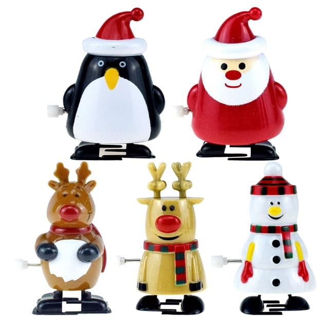 5 Pcs Jouets Père Noël Bonhomme de Neige à Remonter Jouets de Marche Cadeaux de Fête de Noël