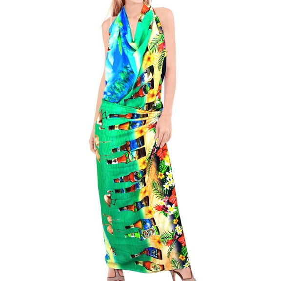 HAPPY BAY Women's Beachwear Summer Beach Bikini Wraps Sarong Swimwear Swim Cover up Wrap Skirt Swimsuit Pareo Coverups for Women One Size Aqua_AD273