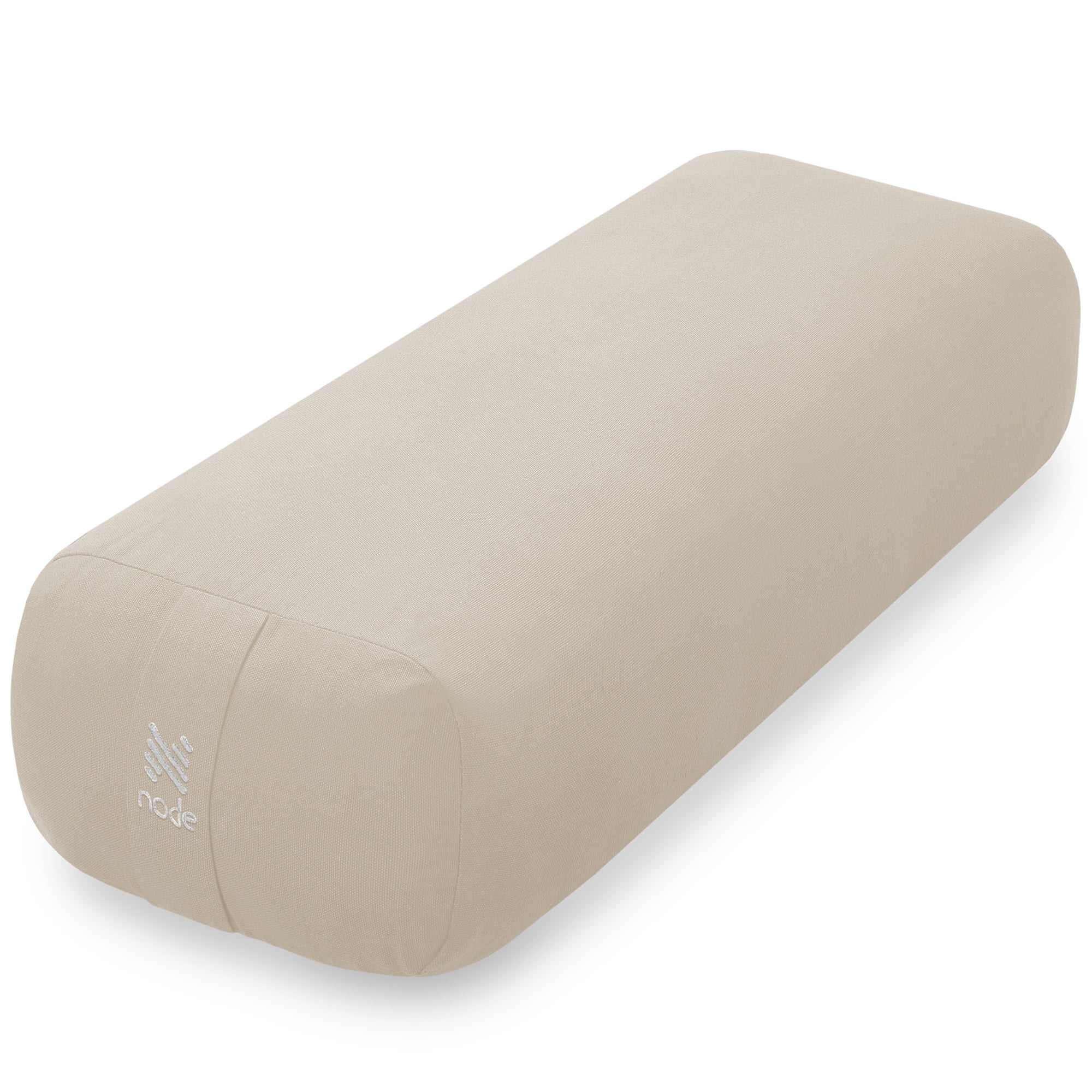 Node Fitness Yoga Meditation Cushion, 25" x 12" Rectangular Bolster with Organic Cotton Cover - Natural