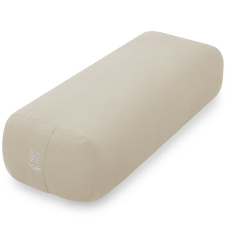 Node Fitness Yoga Meditation Cushion, 25" x 12" Rectangular Bolster with Organic Cotton Cover - Natural