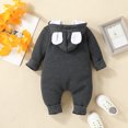 thumbnail image 2 of Bellafa Newborn Baby Boy Clothes Solid Long Sleeve Zipper Hooded Romper Jumpsuit with Pocket Fall Winter One Piece Outfits, 2 of 5