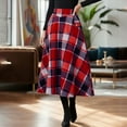 thumbnail image 3 of Womens Wool Blend Plaid Skirts Elastic High Waist A-Line Pleated Skirts Casual Loose Tartan Long Skirt with Pockets, 3 of 6