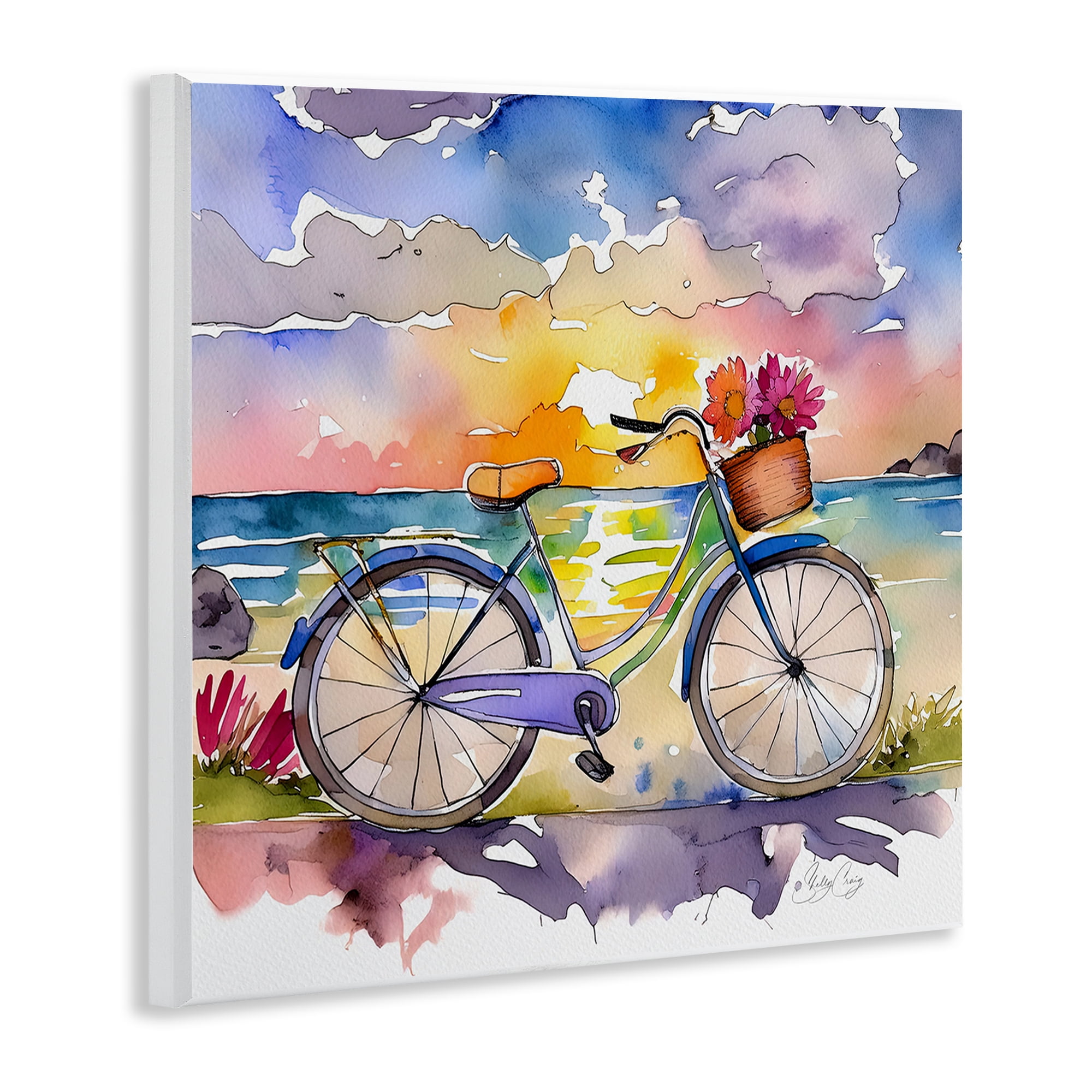 Stupell Industries Bicycle By The Seaside Wall Plaque Art, design by Shelly Craig
