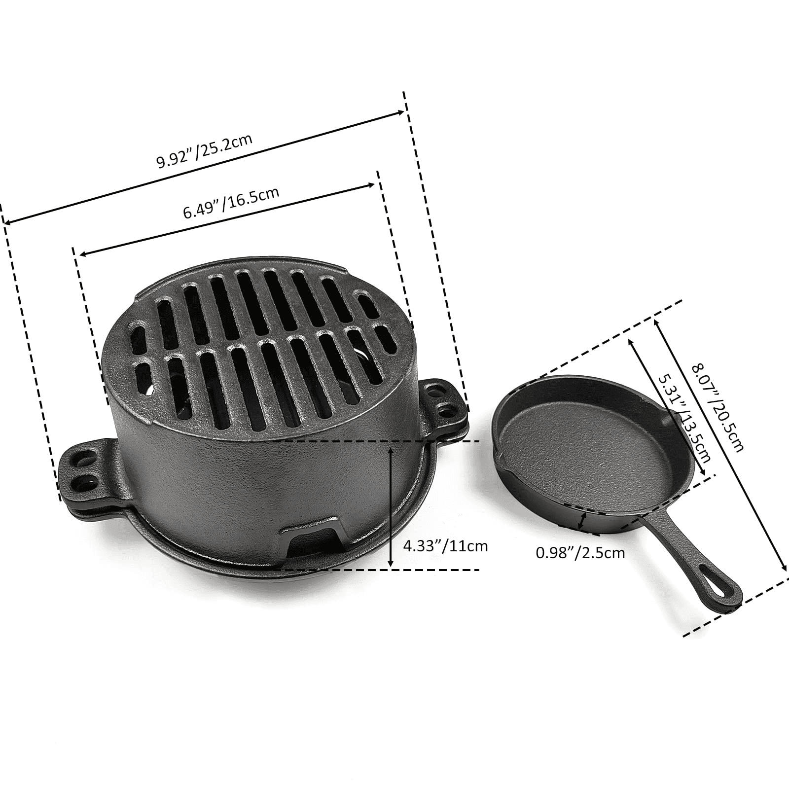 HAWOK Pre-seasoned Hibachi Grill, Charcoal Grill for Outdoor Camping BBQ Cooking………