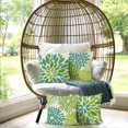 thumbnail image 3 of Green Geometric Pillow Covers 18 x 18 Inch Set of 4 Dahlia Pinnata Spring Floral Decorative Throw Pillow Cases Linen Outdoor Cushion Covers for Sofa Couch Car Bedroom Home Decor, 3 of 5