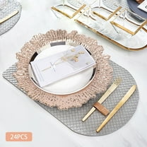 24-Piece Marine-Inspired Charger Plates Set, 12.6-inch, Rose Gold, Stackable, Durable Plastic – Perfect for Banquets, Weddings, and Parties