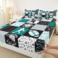 thumbnail image 3 of Homewish Football Basketball Boy Girl Twin Sheet Sets 3pcs,Geometric Plaid Twin Fitted Sheet Microfiber,Sport Gamer Breathable Flat Sheet,Breathable Home Decor, 3 of 7
