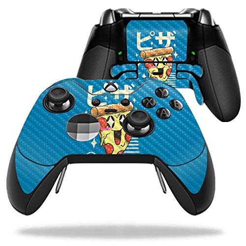 Skin de fibra de carbono MightySkins para el control Elite de Microsoft Xbox One - Pizza Kawaii | Acabado texturizado de fibra de carbono, protector y duradero | Fácil de aplicar, quitar y cambiar de
