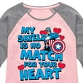 thumbnail image 3 of Marvel Captain America - My Shield Valentine - Toddler and Youth Girls Shirt Tail Raglan, 3 of 5