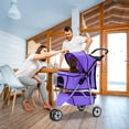 thumbnail image 2 of YRLLENSDAN 3 Wheels Dog Strollers Pet Strollers Cat Strollers with Cup Holder & Removable Liner Waterproof Doggy Stroller for Small Medium Dogs, Purple, 2 of 7