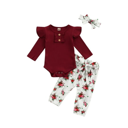 

Seyurigaoka Ribbed Fly Sleeve Playsuit + Flower Print Bow Trousers + Headband