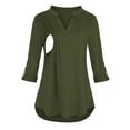thumbnail image 4 of Youmylove Women Maternity Long Sleeve Solid Color Nursing Tops Blouse For Breastfeeding Comfy, 4 of 4