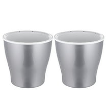 KALLORY 2Pcs Silver Plastic Self Watering Planter Pot for Home Gardening 13x15x9cm