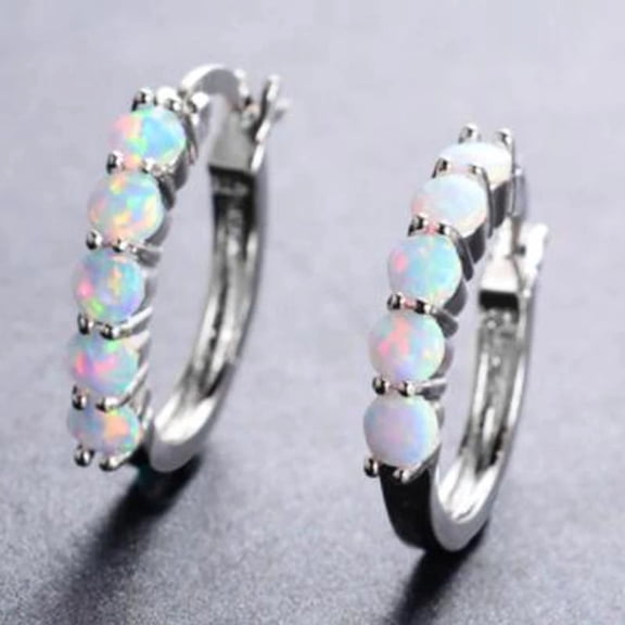 DESIGNICE Elegant Stud Earrings for Women Imitation Fire Opal Pendientes Earring Jewelry Gifts Opal Hoop Earrings