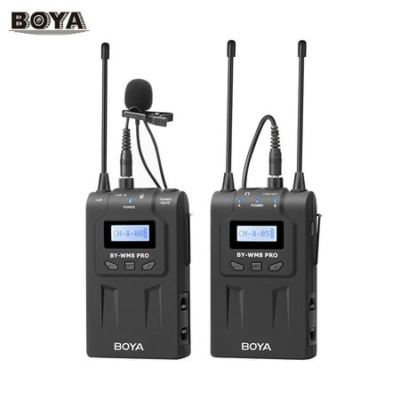 Mono Display (BOYA BY-WM8 Pro-K1 UHF Wireless Microphone System (1 Transmitter + 1 Receiver) 48 Channels Mono/ Stereo Mode LCD Display 100M Effective Range for Canon Nikon Sony DSLR Cameras)