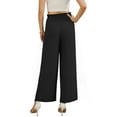 thumbnail image 3 of Uvplove Women High Waisted Palazzo Pants Wide Leg Casual Flowy Tie Knot Trousers with Pockets black-l, 3 of 6