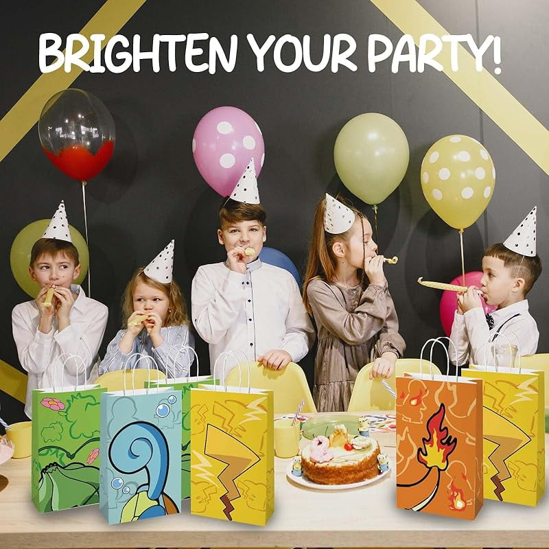 20Pcs Cartoon Animation Party Gifts Bags，Birthday Party Supplies Gifts Candy Bags，Cartoon Red Ball Bags Kids Adults Birthday Party Decorations，Paper Party Favor Bags
