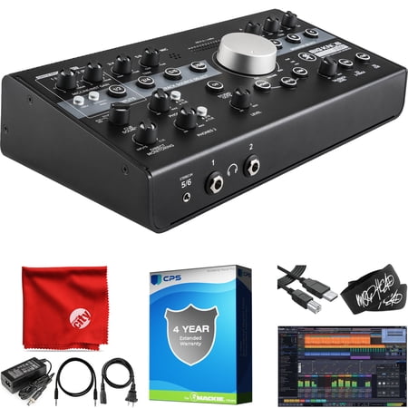 Mackie Big Knob Studio Plus 4x3 Monitor Controller and USB Interface Bundle with Waveform OEM DAW, 4-Year Full Coverage Extended Warranty, 2x Cable Ties and Microfiber Cloth